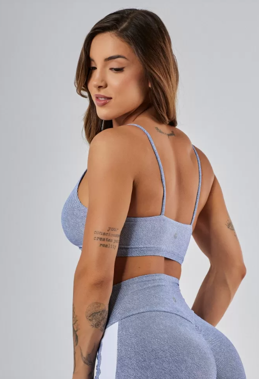 Top Leve Sustentação Ju Blue Denim_