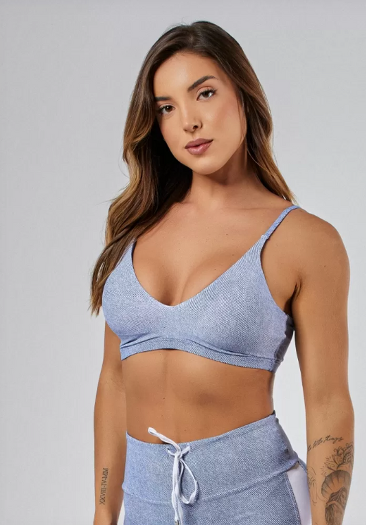 Top Leve Sustentação Ju Blue Denim_